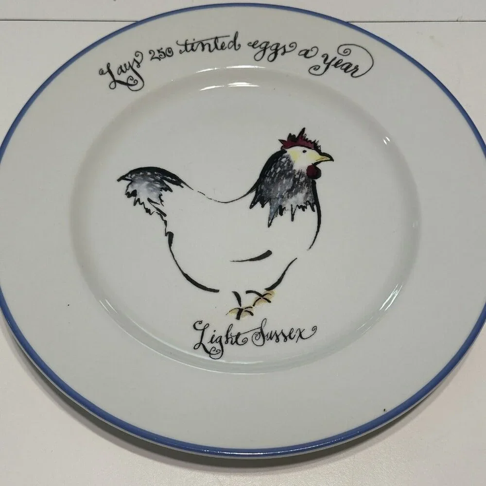 4 Italian Villa Porcelain 8” Plate Rosanna Chickens Williams Sonoma Farmhouse